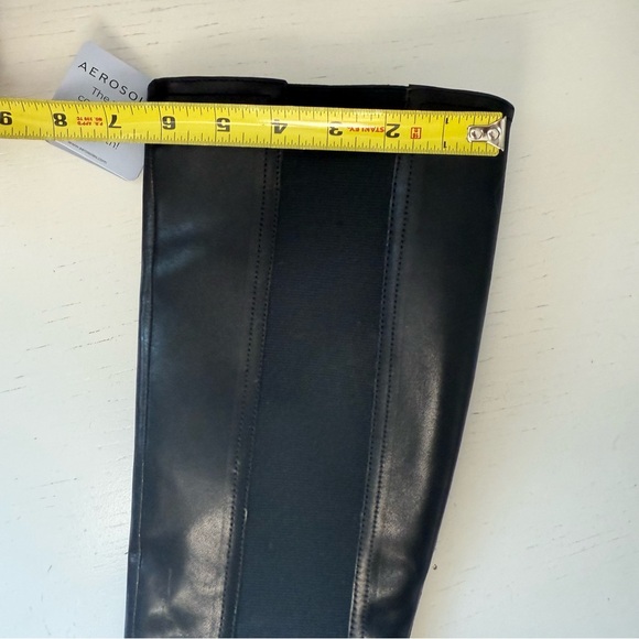 AEROSOLES Memphis Wedge Knee High Boot BLACK 8.5 Comfort Elastic Genuine Leather - Picture 12 of 15